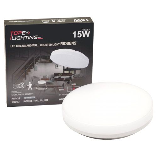 15W ceiling and wall mounted luminaire with microwave sensor RIOSENS