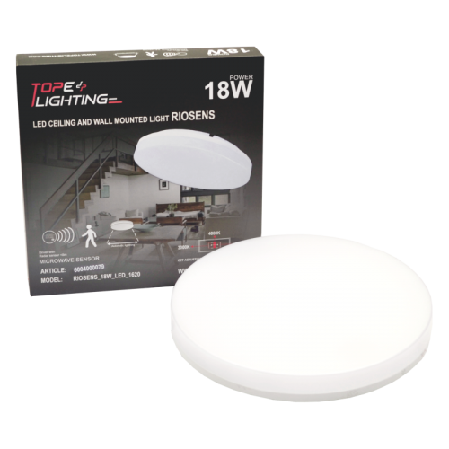 18W Plafonveida LED gaismeklis ar mikroviļnu sensoru RIOSENS