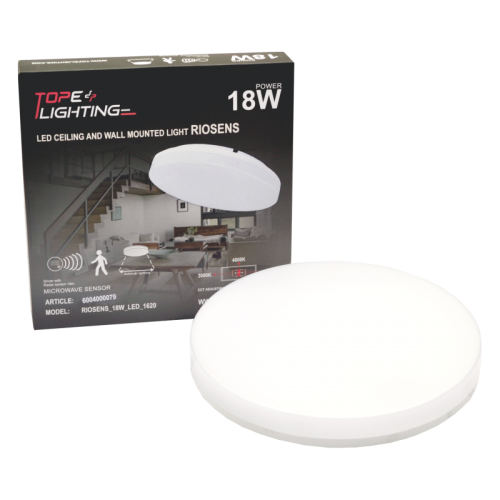 18W ceiling and wall mounted luminaire with microwave sensor RIOSENS