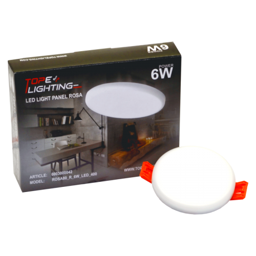 6W apvali, įmontuojama LED panelė ROSA