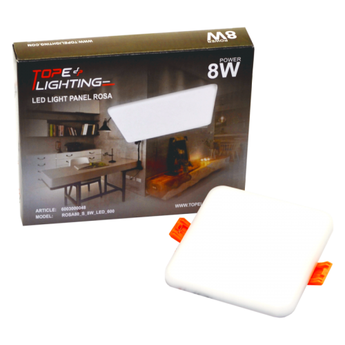 8W square, recessed LED panel ROSA_EMERGENCY
