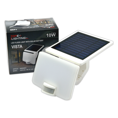 10W valge päikesekaku ja pir-anduriga LED-prožektor VISTA